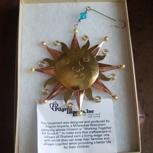 NEW! Old Fashion Metal Sun Ornament/Suncatcher Bronze, Copper and Nickle W/Beads